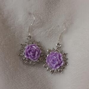 Purple flower earrings
